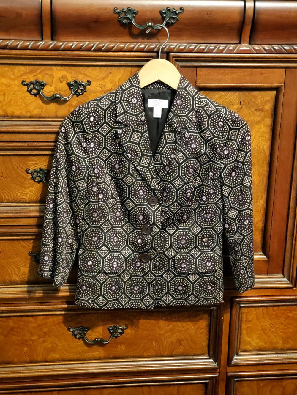 LOFT Brown Geo Print Cotton blazer 2P
